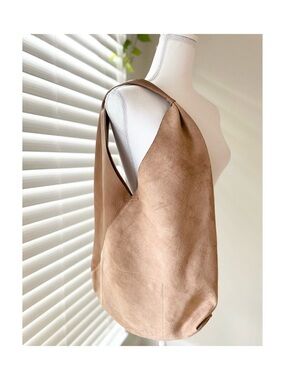 Anthropologie Tan Vegan Suede Shoulder Bag